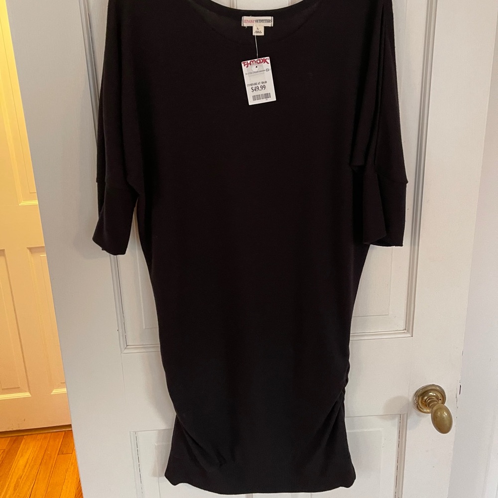 Casual Black Dress Size Large 3/4 Sleeves NWT